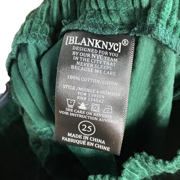 Blank NYC Pants Women’s 25 Green Good to Go Corduroy Straight High Waisted Belt - Picture 4 of 11